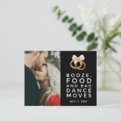 写真おもしろいQRコード予算結婚式の日付の保存 案内ポストカード (スタンド正面)