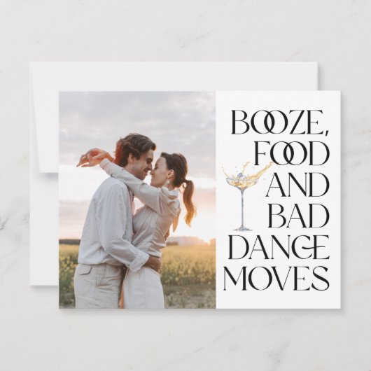 写真おもしろいQRコード結婚式の日付を保存 案内状 (正面)