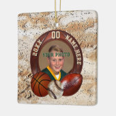 写真およびパーソナライズなスポーツがテーマのオーナメント セラミックオーナメント (左)