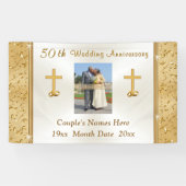 写真およびパーソナライズな第50記念日の旗 横断幕 (横)