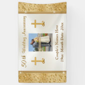 写真およびパーソナライズな第50記念日の旗 横断幕 (縦)