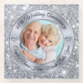 写真およびパーソナライズな第60記念日のコースター ガラスコースター (正面)