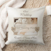 写真およびパーソナライズな結婚式のクッション、氏および夫人 クッション (ブランケット)