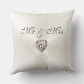 写真およびパーソナライズな結婚式のクッション、氏および夫人 クッション (裏面)