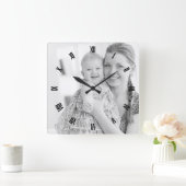 写真およびローマ数は、あなた専有物を作ります スクエア壁時計 (ホーム)