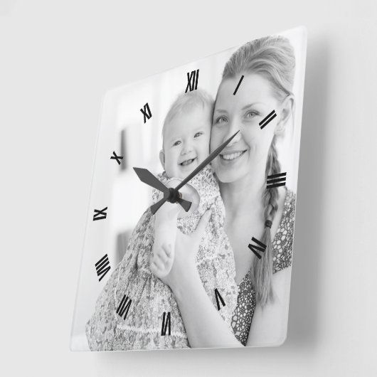 写真およびローマ数は、あなた専有物を作ります スクエア壁時計 (傾斜)