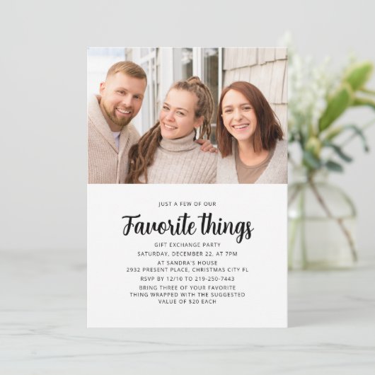 写真お気に入りの事物贈与交換ホリデーパーティー 招待状 (スタンド正面)