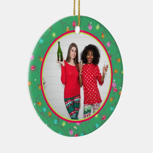 写真お気に入りの写真パーソナライズされた両面 セラミックオーナメント (右)