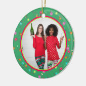 写真お気に入りの写真パーソナライズされた両面 セラミックオーナメント (左)