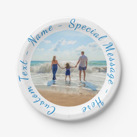 写真お気に入りの紙プレートとカスタム文字 ペーパープレート (正面)