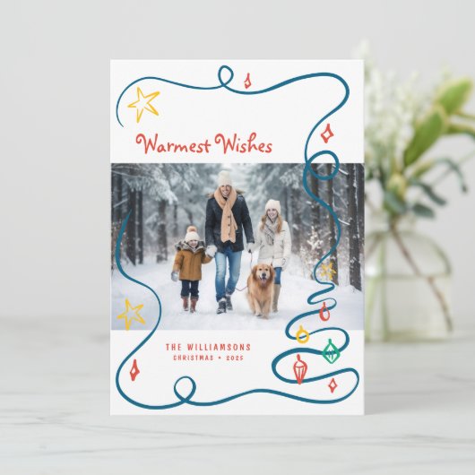 写真お洒落で描かれたクリスマスドードルズハンド シーズンカード (スタンド正面)