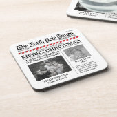 写真お洒落コラージュSanta Christmas写真 コースター (左側)