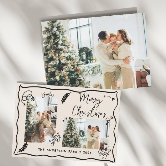 写真お洒落ドードルクリスマス シーズンカード