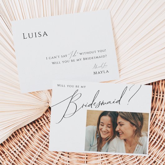 写真お洒落ミニマルBridesmaid Proposal Card 招待状