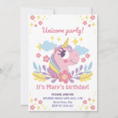 写真お洒落付きユニコーン誕生日招待状 招待状 (正面)