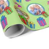 写真お洒落付き贈り物グリーン ラッピングペーパー (ロールコーナー)