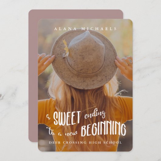 写真お洒落卒業パーティーバラ 招待状 (正面/裏面)