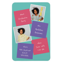 写真お洒落卒業招待状ラベンダー マグネット