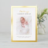 写真お洒落金箔の誕生発表 箔招待状 (立ち正面)