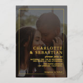 写真お申し込み結婚下さいパーソナライズされた 箔招待状 (正面)