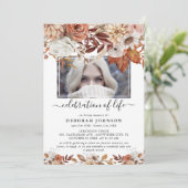 写真お祝いの素朴生活秋季葬儀 招待状 (スタンド正面)