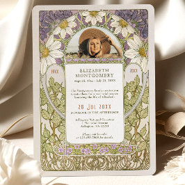 写真お祝いのLife Marguerite Lavender 招待状