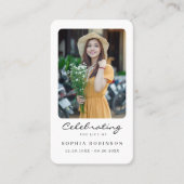 写真お祝いのLife Remembrance祈りの言葉カード 名刺 (正面)