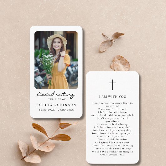 写真お祝いのLife Remembrance祈りの言葉カード 名刺