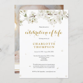 写真お祝いのLife White Blossomフローラ 招待状