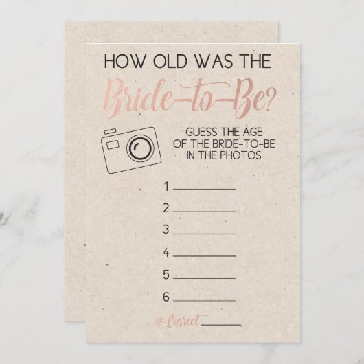 写真から花嫁の年齢を当てる結婚前お茶会ゲーム (正面/裏面)
