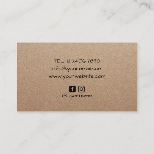 写真かわいいカメラミニマリスト素朴クラフト 名刺 (裏面)