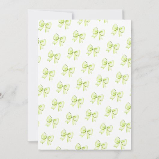 写真かわいいコケットライムグリーンボウ甘い16 招待状 (裏面)