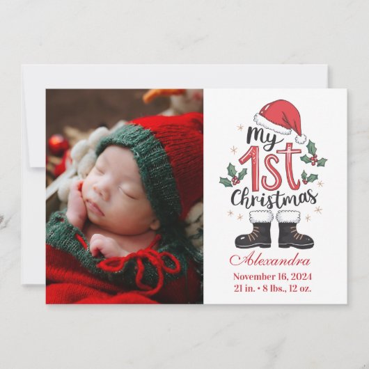 写真かわいいサンタベビー第1クリスマス シーズンカード (正面)