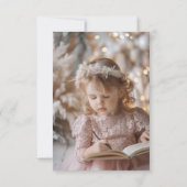 写真かわいいピンクボウコケット1歳の誕生日 サンキューカード (裏面)