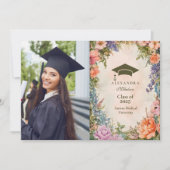 写真かわいいボホメドワイルドフラワー卒業 案内状 (正面)