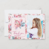 写真かわいいユニコーン虹の誕生日パーティー サンキューカード (正面)