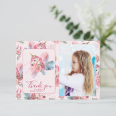 写真かわいいユニコーン虹の誕生日パーティー サンキューカード (スタンド正面)