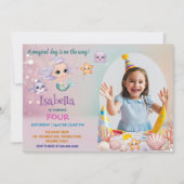 写真かわいい人魚の魔法の誕生日 招待状 (正面)