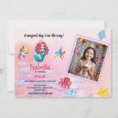 写真かわいい人魚の魔法の誕生日 招待状 (正面)