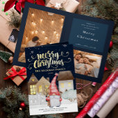 写真かわいい格言冬の雪メリークリスマス 箔シーズンカード