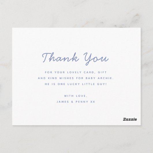 写真かわいい男の子の誕生発表カード ポストカード (裏面)