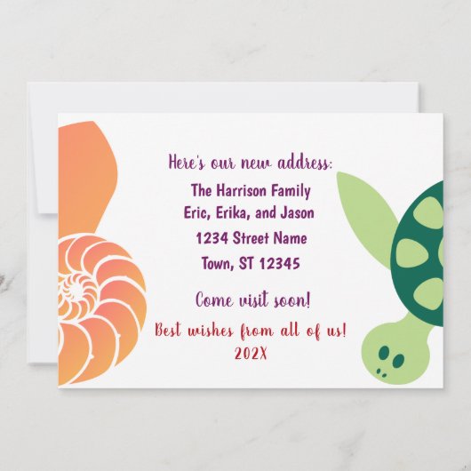 写真かわいい魚の引っ越しましたへビーチニューホーム 案内状 (裏面)