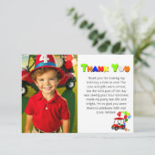 写真かわいい4thバースデーレッドゴルフカート少年 サンキューカード (スタンド正面)