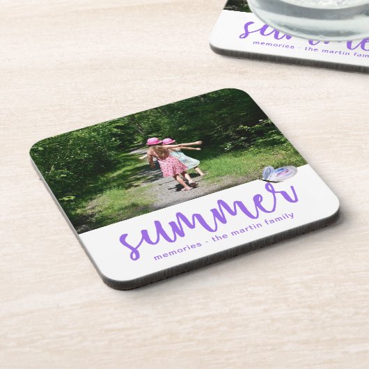 写真かわいらしと名前を追加した夏の蝶 コースター (左側)