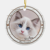 写真がかわいい白木の猫のオーナメント セラミックオーナメント (正面)