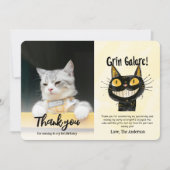 写真がかわいい 黒猫の誕生日お礼カード 招待状 (正面)