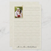 写真が並ぶクリーム・ダマスクの結婚式 便箋 (正面/裏面)