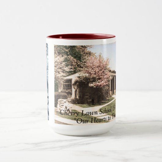 写真が付いているさくらんぼの芝生の学校のマグ マグカップ (中央)