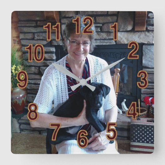 写真が付いているカスタムな時計 スクエア壁時計 (正面)