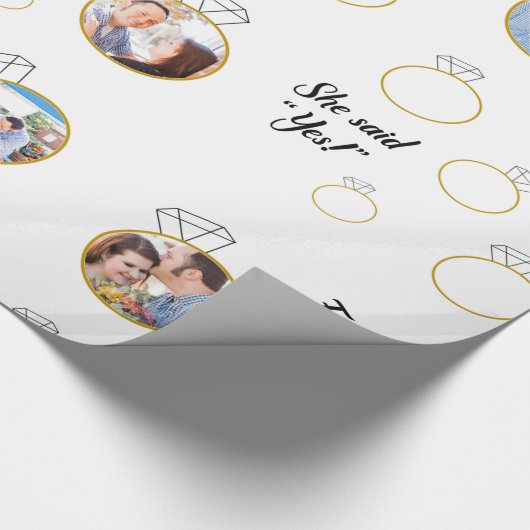 写真が付いているブライダルシャワーか婚約のギフト用包装紙 ラッピングペーパー (角)